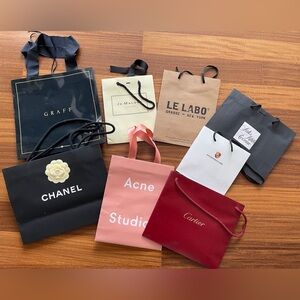 Luxury shopping gift bags various lot of 8, CHANEL/CARTIER